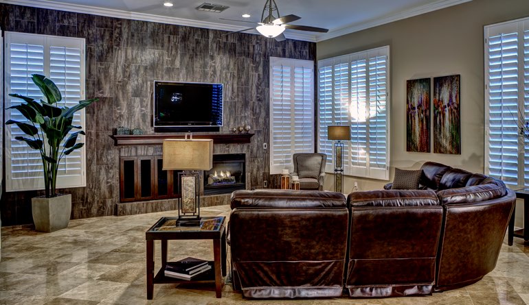 Plantation Shutters In A Fort Myers Living Room.